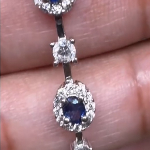 Sapphire and Moissanite 7.5- 8 “ sterling silver bracelet. Just so delicate  l - Picture 4 of 7